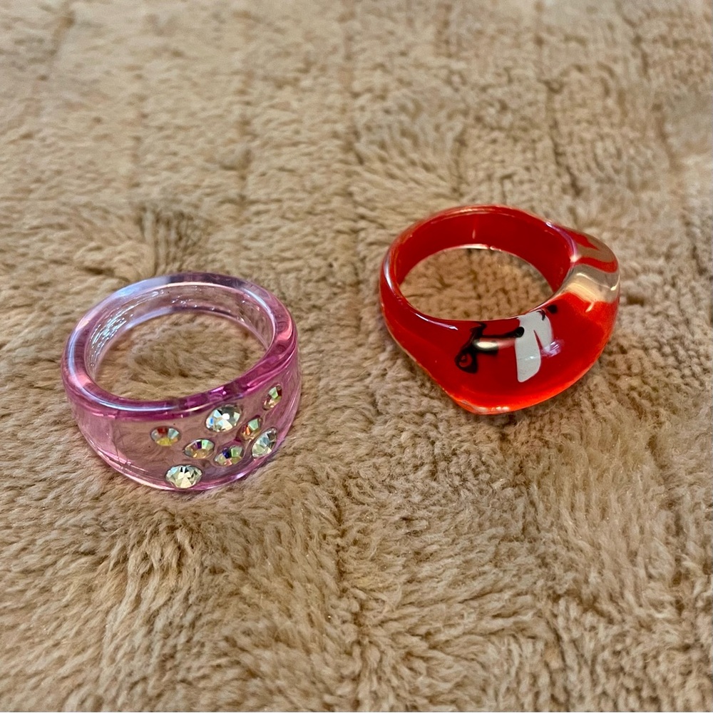 Clear acrylic vintage Y2K 90s rings size 6